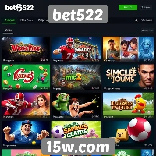 Diversidade de jogos disponíveis na plataforma bet522